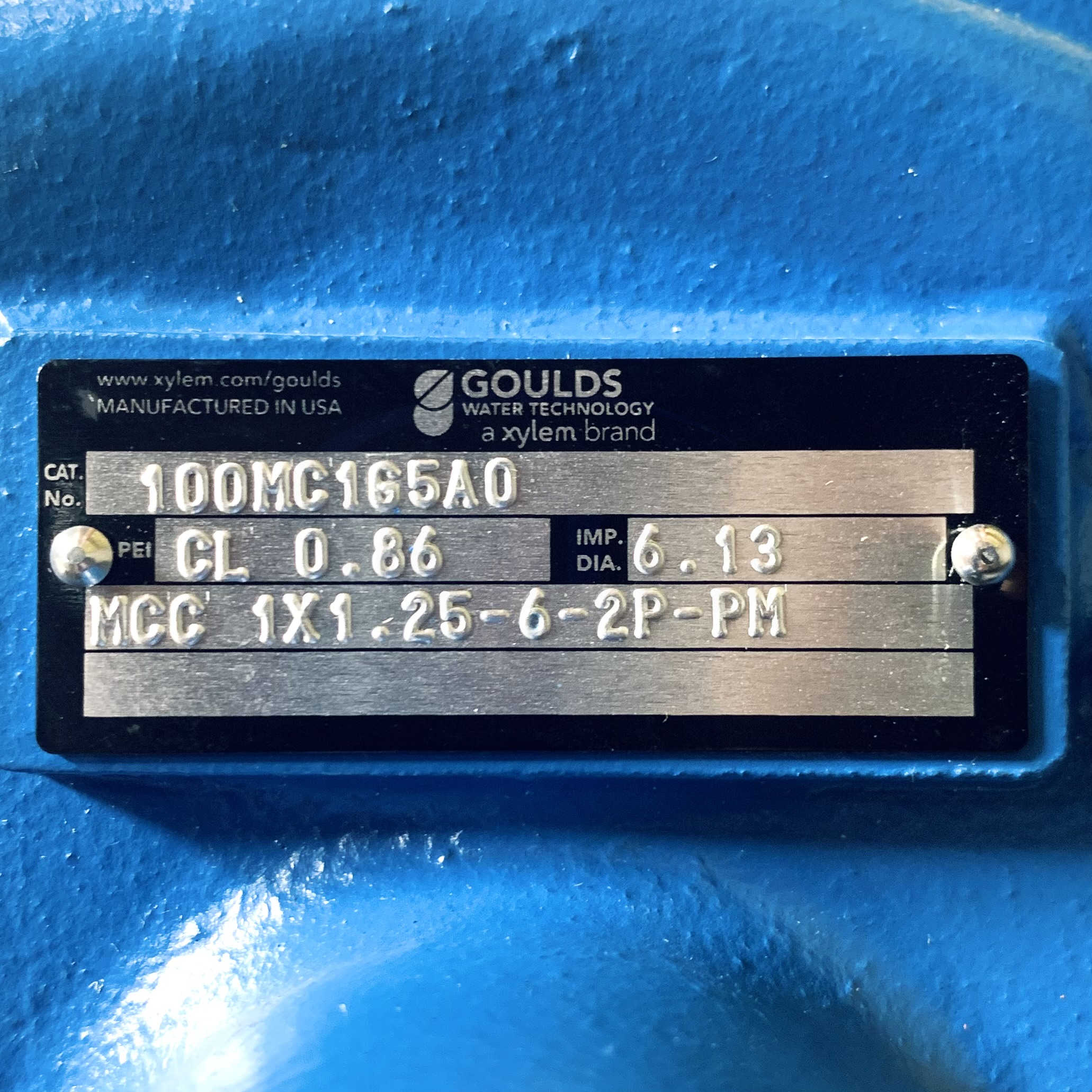 100MC1G5A6 Goulds 2HP Pump, 208-230/460, 2850RPM, 50/60Hz 6