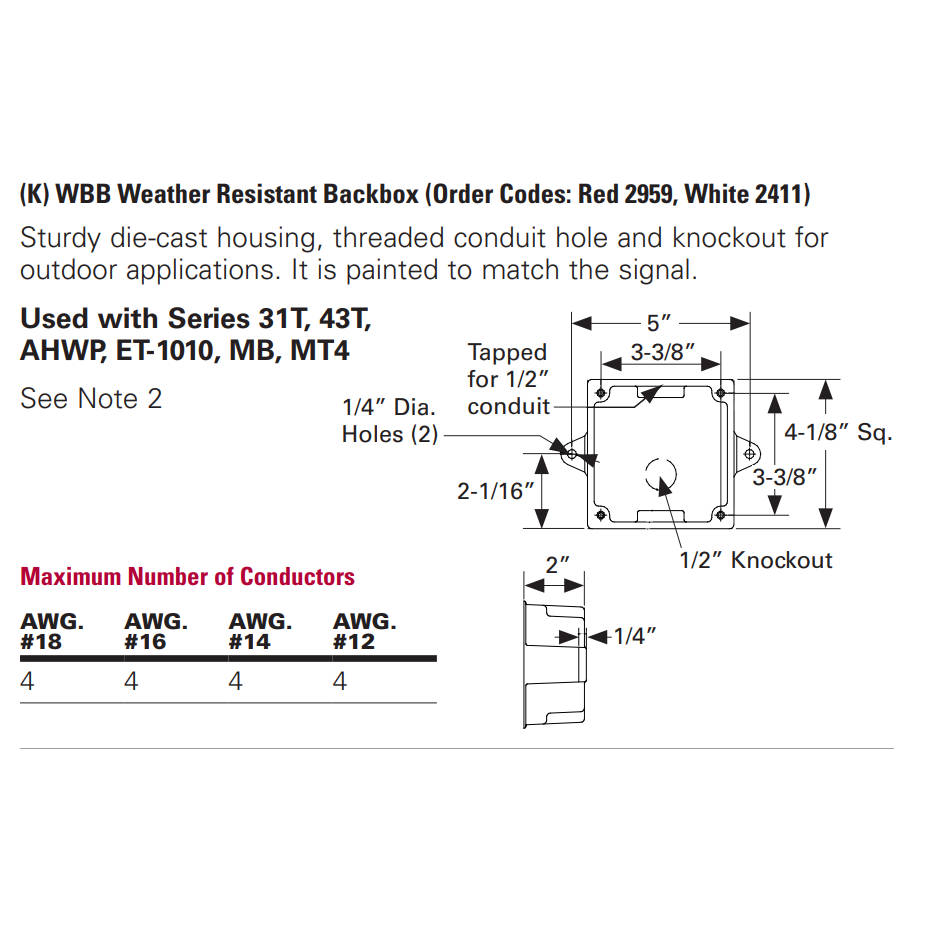 102959 Cooper Wheelock WBB-R Weather Resistant Backbox 3