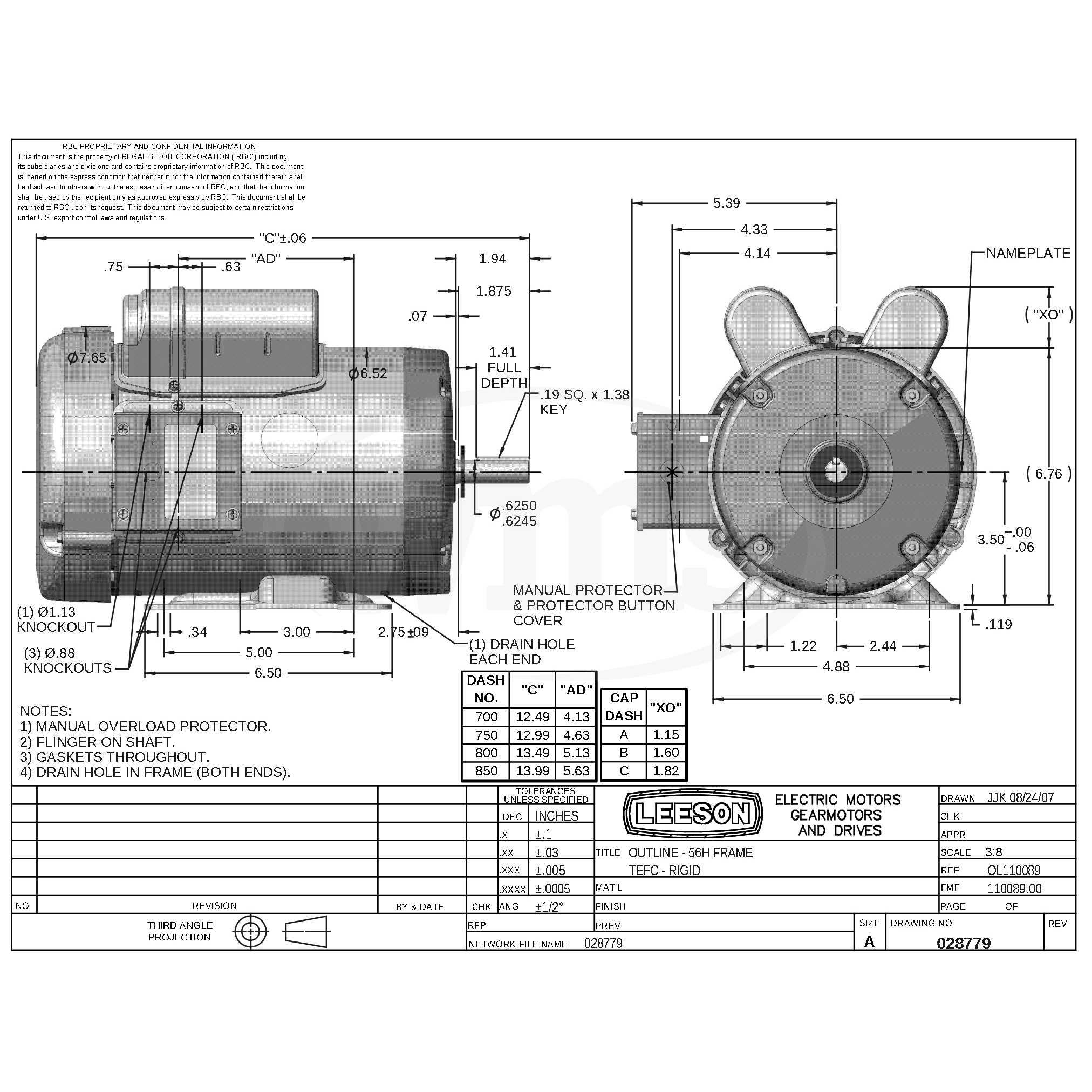 110089.00 1.5HP Leeson Farm Duty Electric Motor