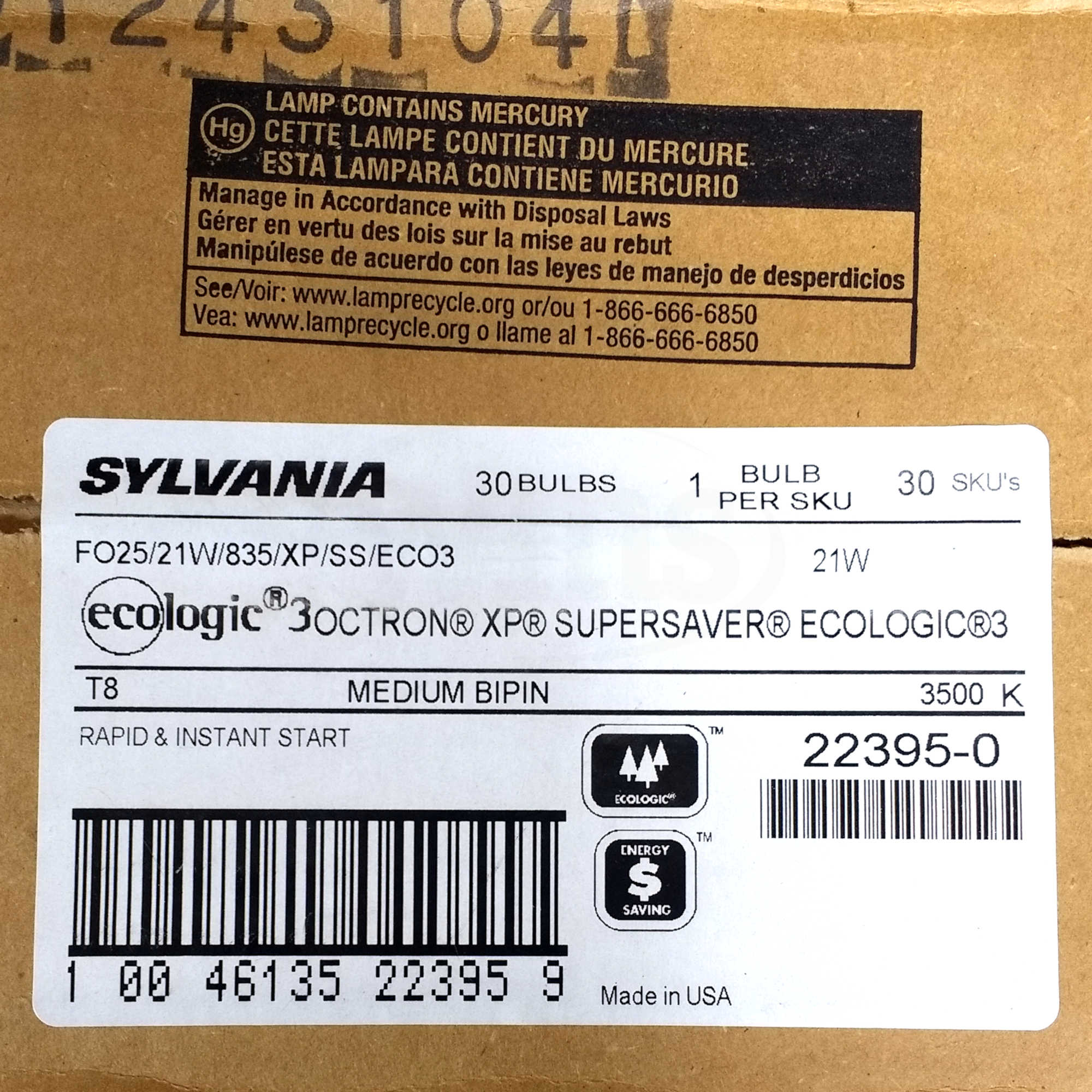 22395-0 Sylvania T8 Octron XP Fluorescent Lamp 2
