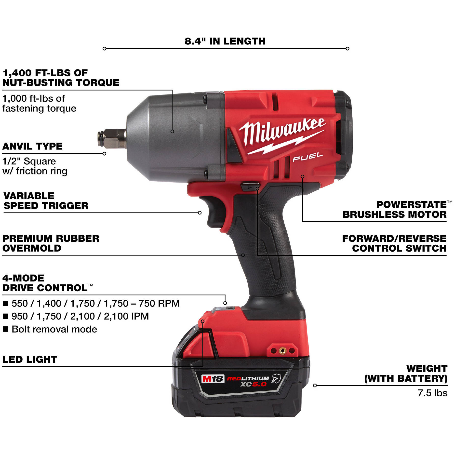 2767-22R Milwaukee M18 FUEL High Torque 1/2' Impact Wrench w/Friction Ring Kit 4