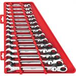 48-22-9413 Milwaukee 15-Piece SAE Flex Head Ratcheting Combination Wrench Set
