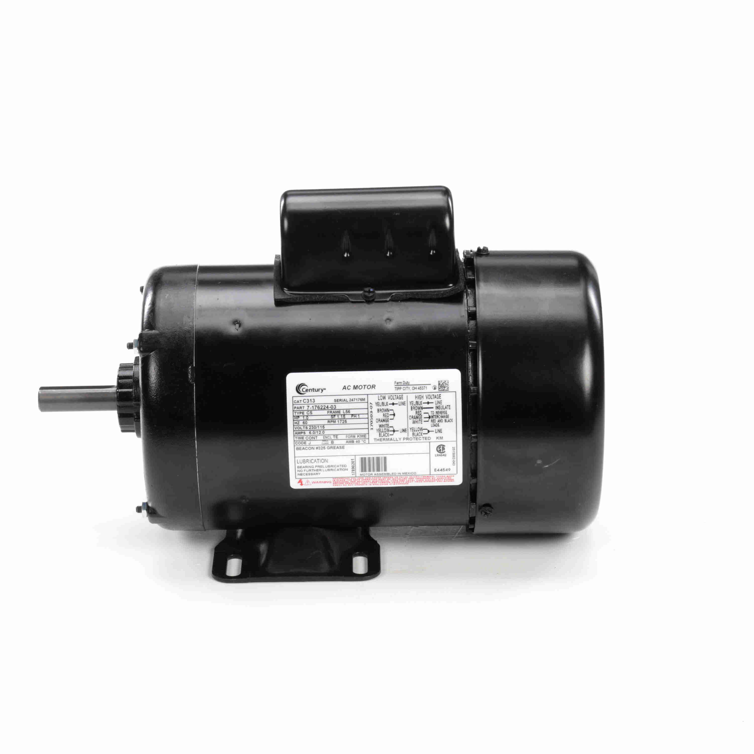 C313 Century 1hp Farm Duty Electric Motor 1725rpm