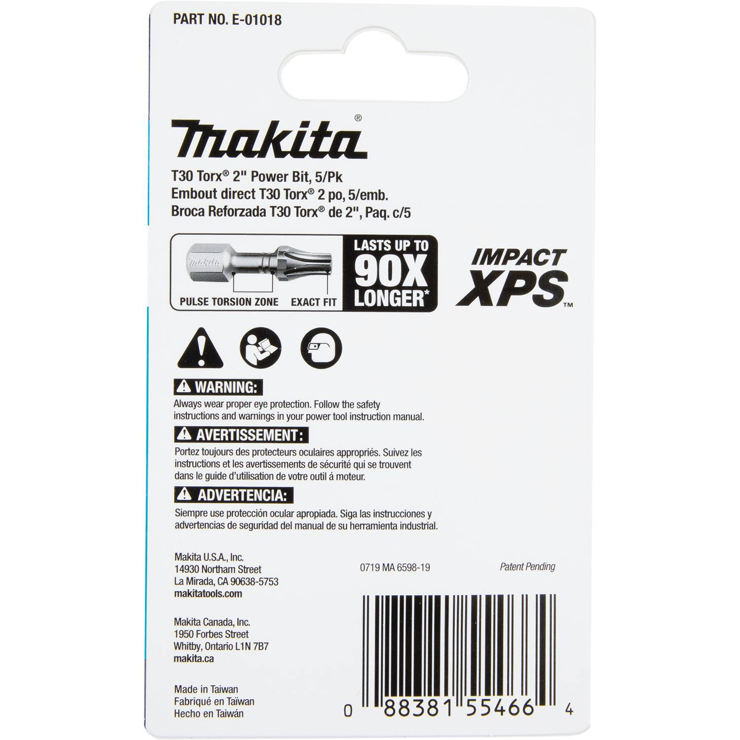 E-01018 Makita Impact XPS® T30 Torx 2' Power Bit, 5 Pack 3