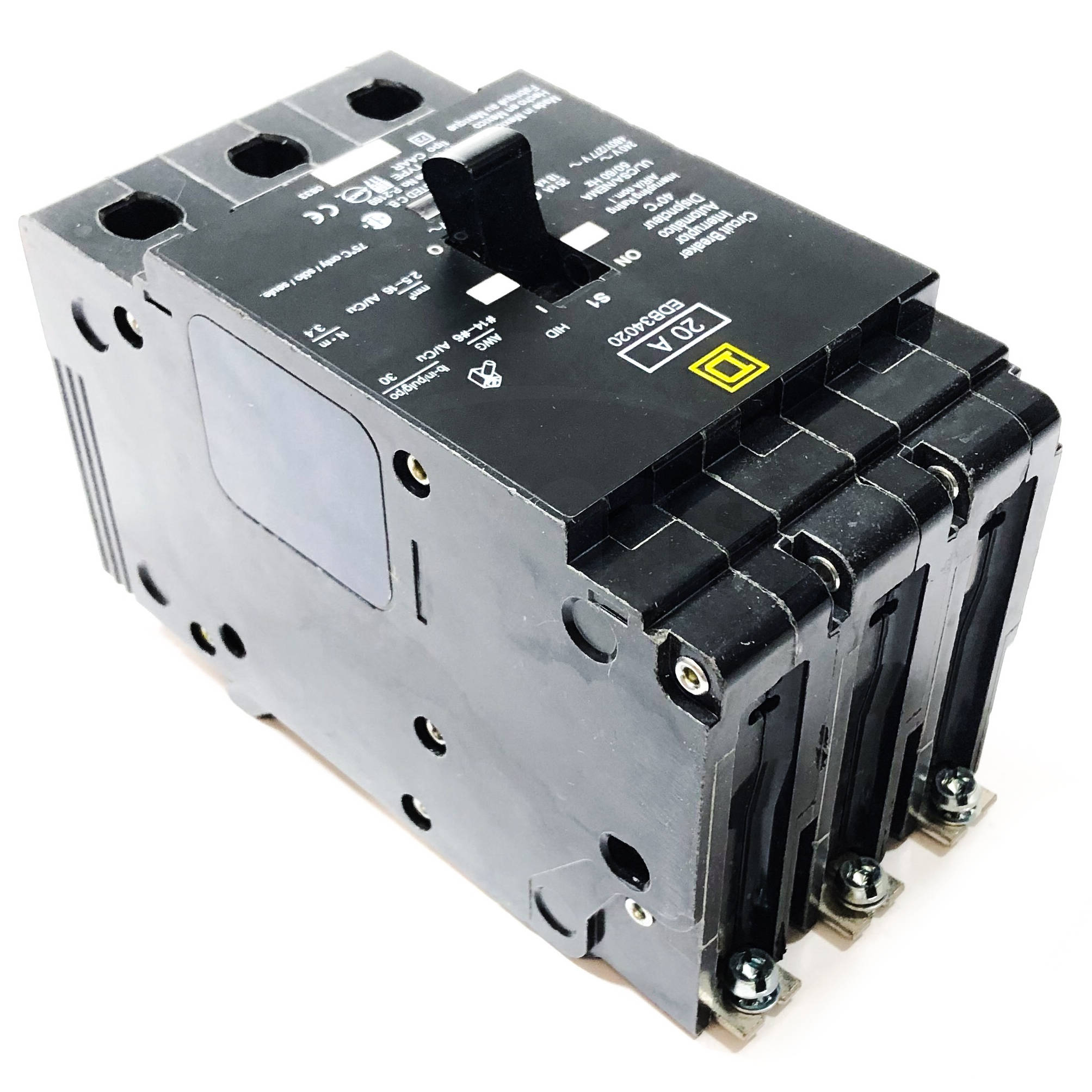 EDB34020 Square D Circuit Breaker, 20 Amp, 3-Pole 14 Gauge Switch Leg On 20 Amp Circuit