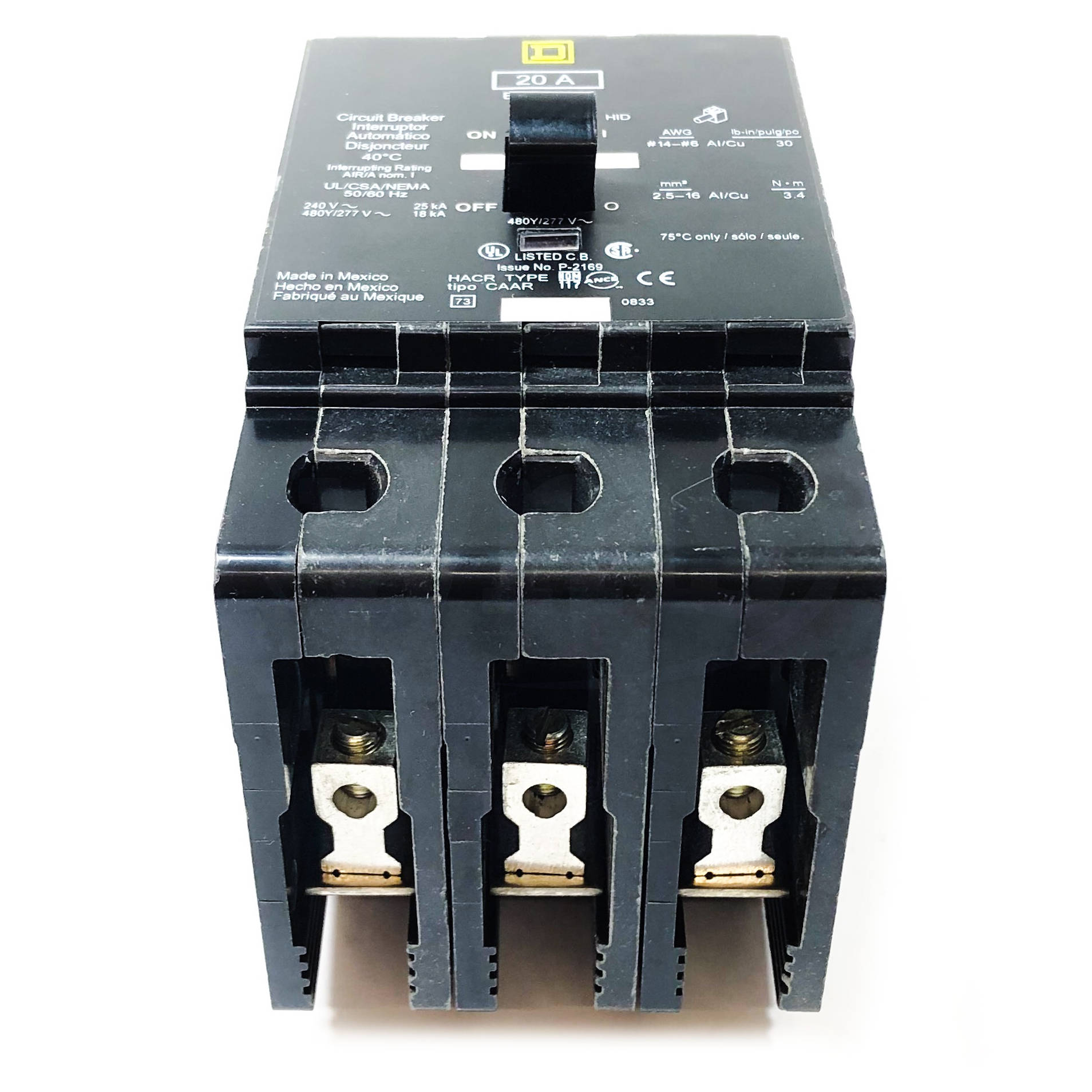 EDB34020 Square D Circuit Breaker, 20 Amp, 3-Pole 14 Gauge Switch Leg On 20 Amp Circuit
