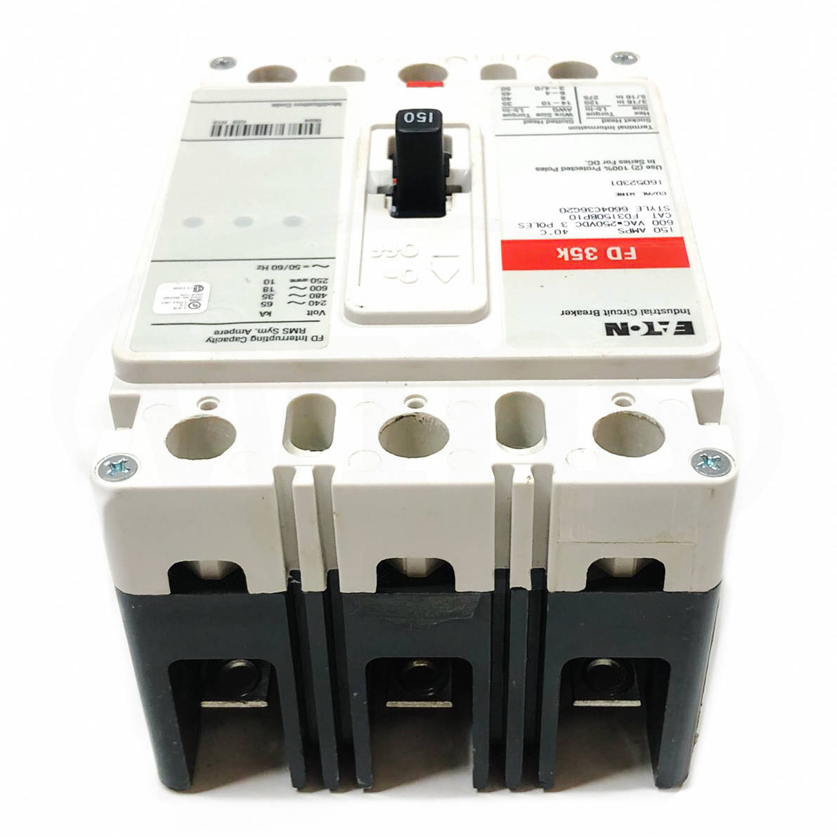 FD3150BP10 Eaton Molded Case Circuit Breaker, 150 Amps, 3 Pole 5
