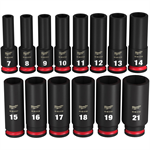 49-66-7008 Milwaukee SHOCKWAVE 3/8^ Drive 14-Piece Deep Metric Socket Set