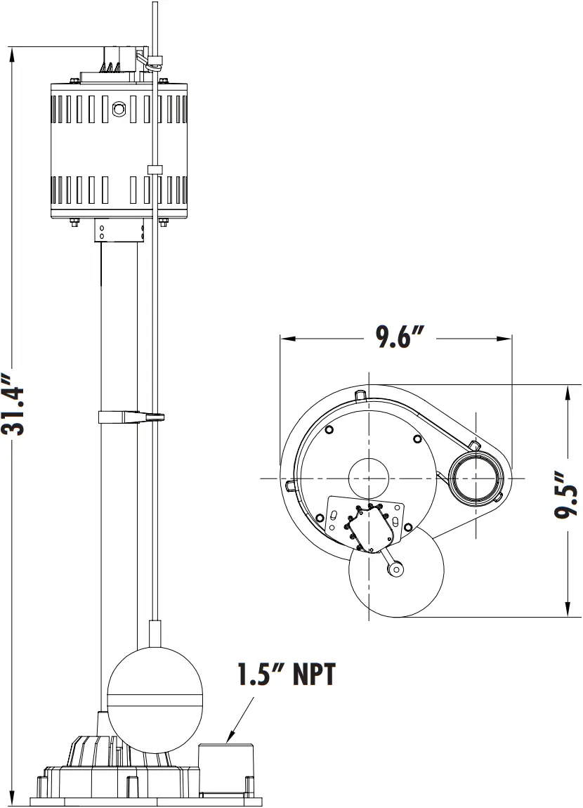 PED50 Pump Dimensions