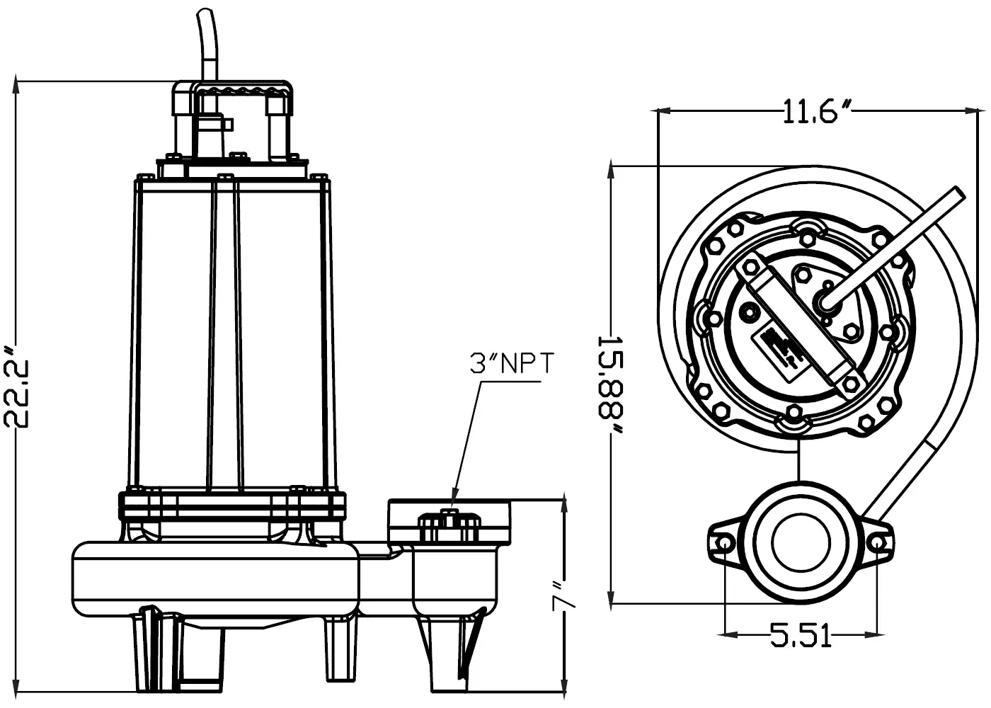 SWF100 Pump Dimensions