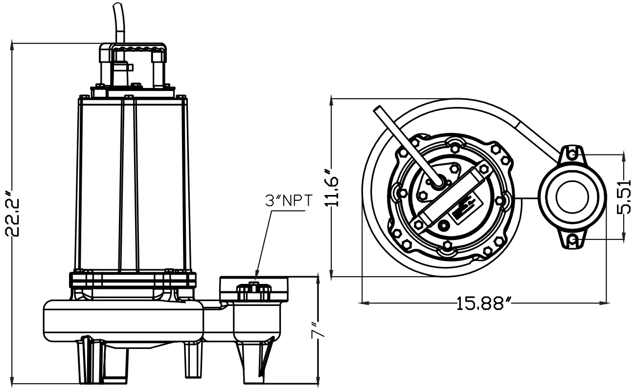 SWF200 Pump Dimensions