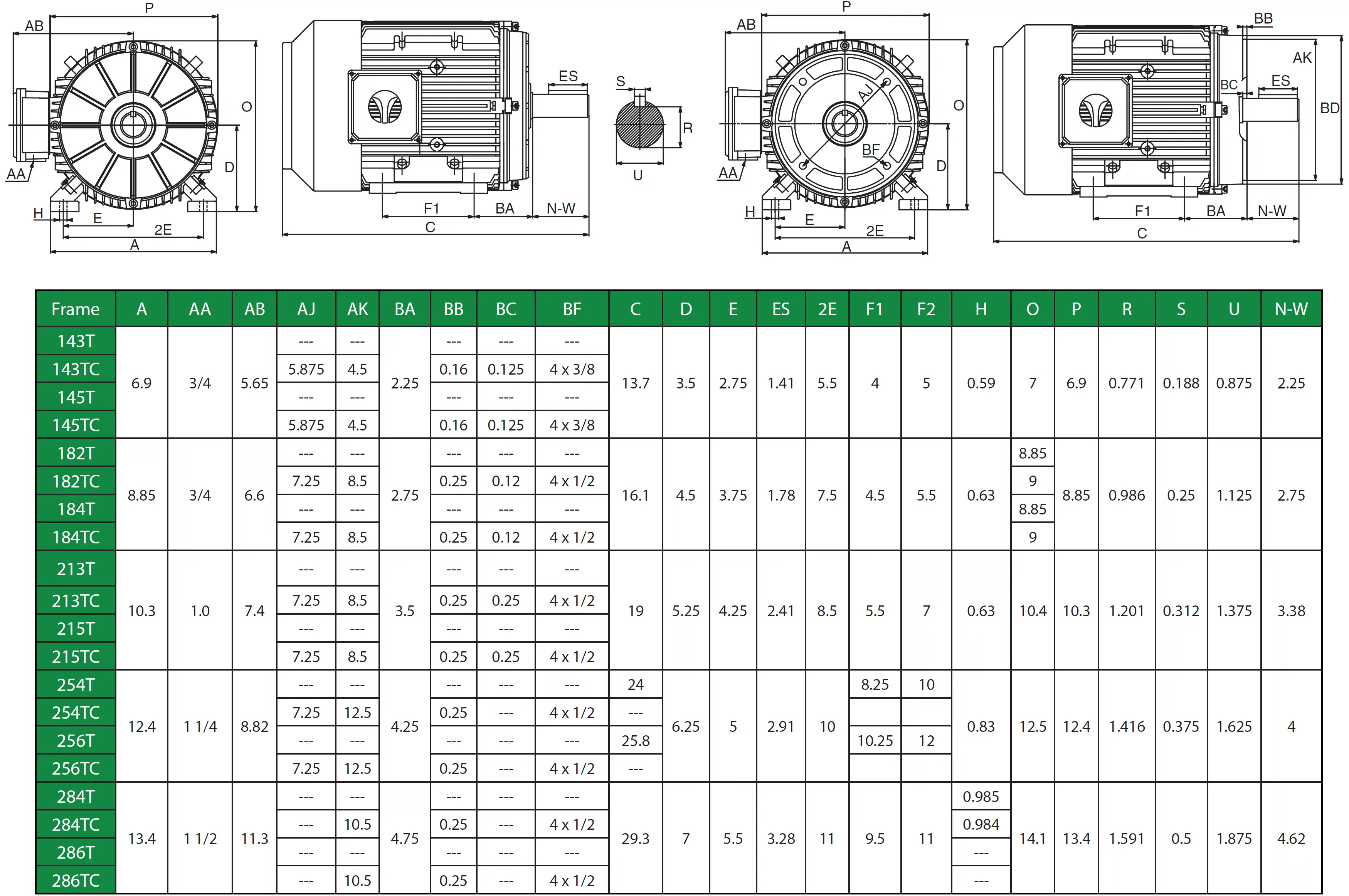 Techtop Motor Dimensions